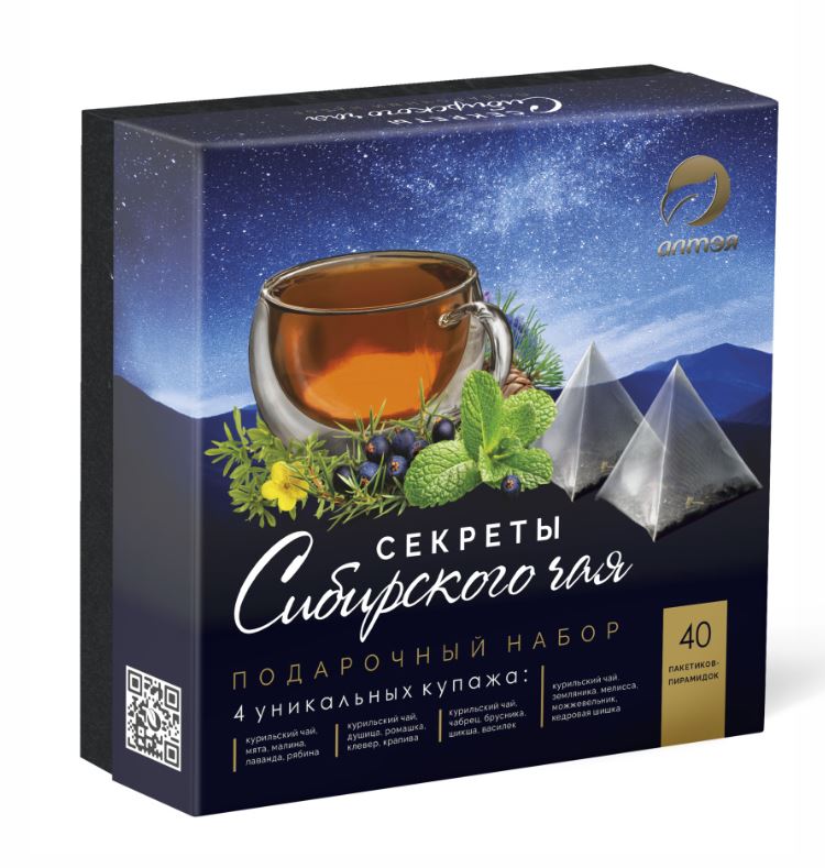 Подарочный набор "Секреты Сибирского чая" 4 вида / 40 пирамидок