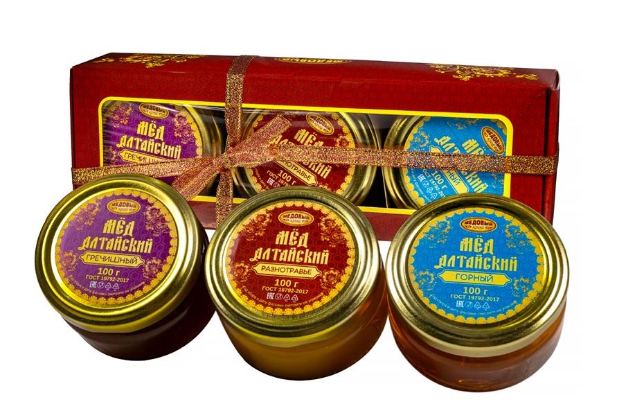 Медовый набор «Три вкуса Алтайского мёда» Медовый край