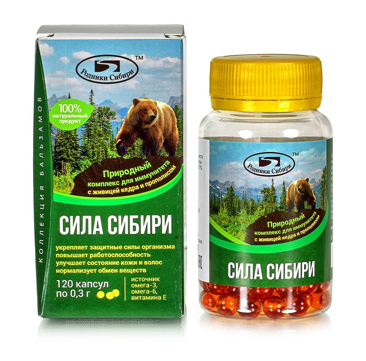 "Сила сибири". 120 капсул по 0,3гр. Родник Здоровья